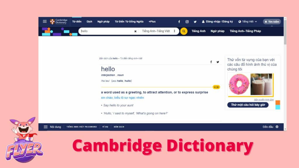 phần mềm dịch tiếng anh sang tiếng việt chuẩn, nhanh nhất - Cambridge Dictionary