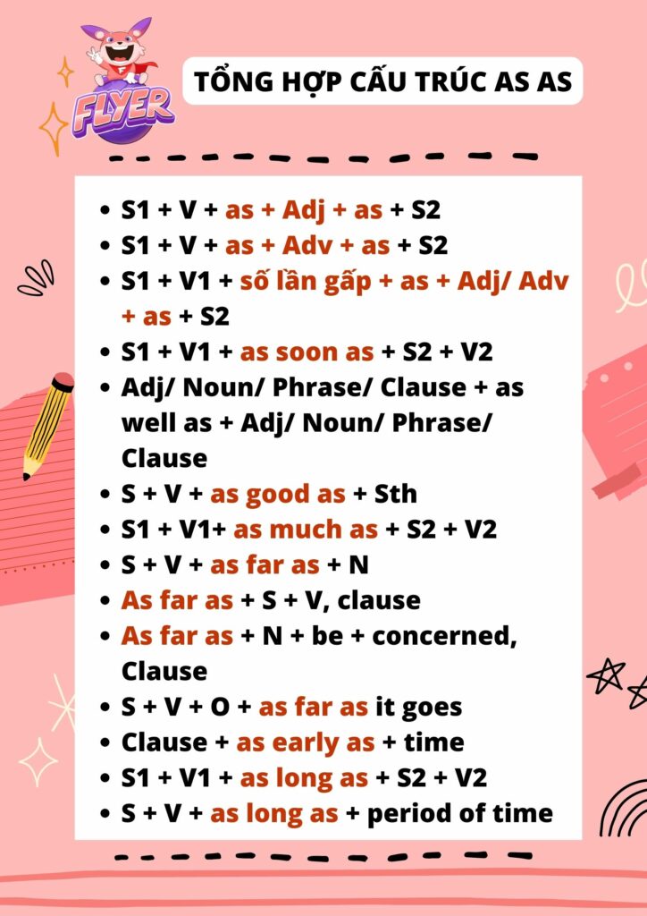 Tổng hợp cấu trúc "as ... as" trong tiếng Anh