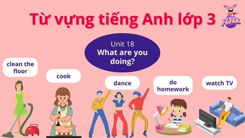 Từ vựng tiếng Anh lớp 3 - Unit 18: What are you doing?