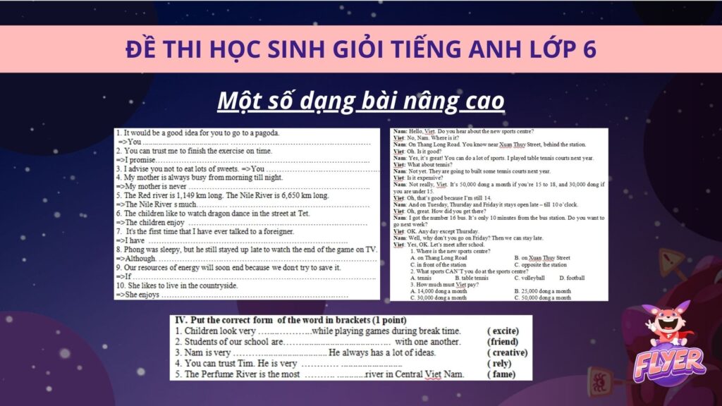 đề thi học sinh giỏi tiếng Anh lớp 6