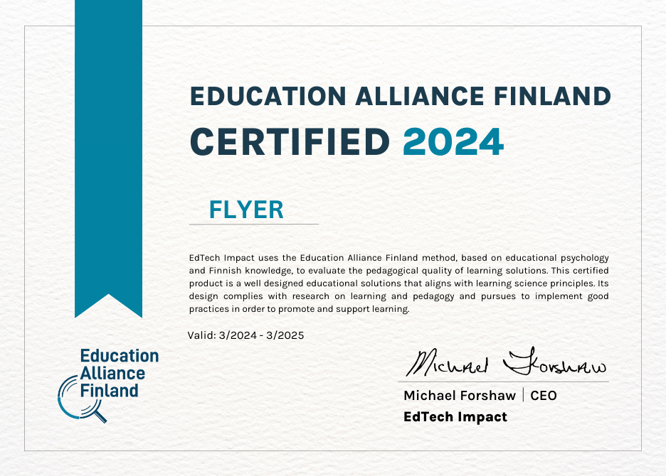 FLYER được trao chứng nhận kiểm định là giải pháp giáo dục đáp ứng tốt các tiêu chuẩn quốc tế về sư phạm