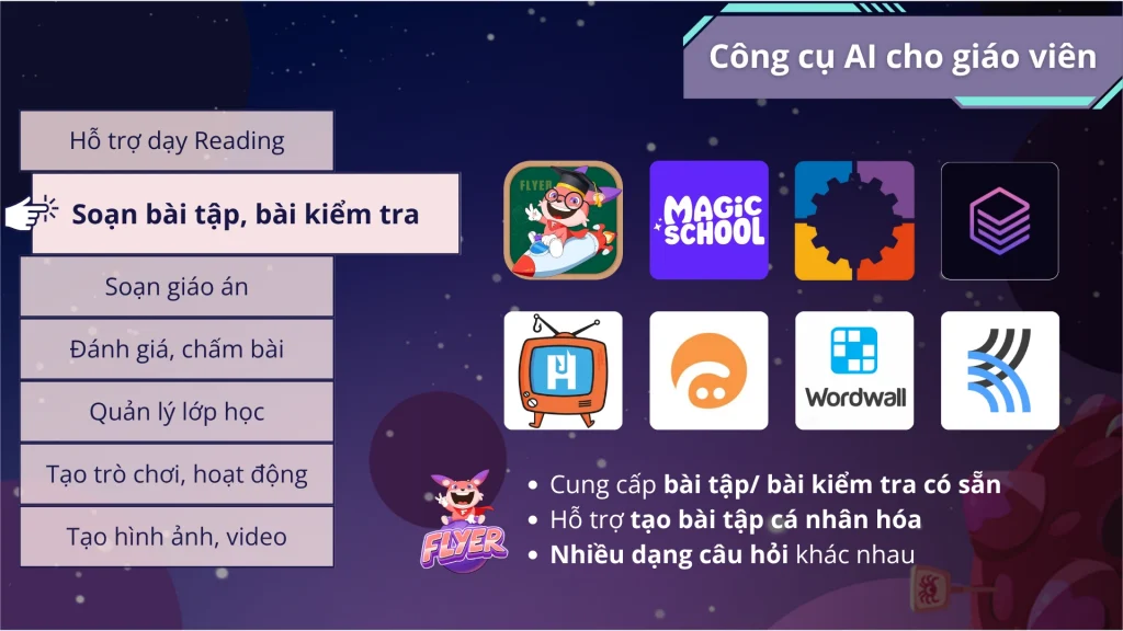 Công cụ AI cho giáo viên soạn bài tập, bài kiểm tra