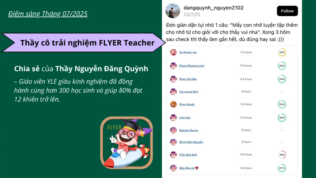 Thầy Quỳnh chia sẻ về FLYER Teacher trên Threads