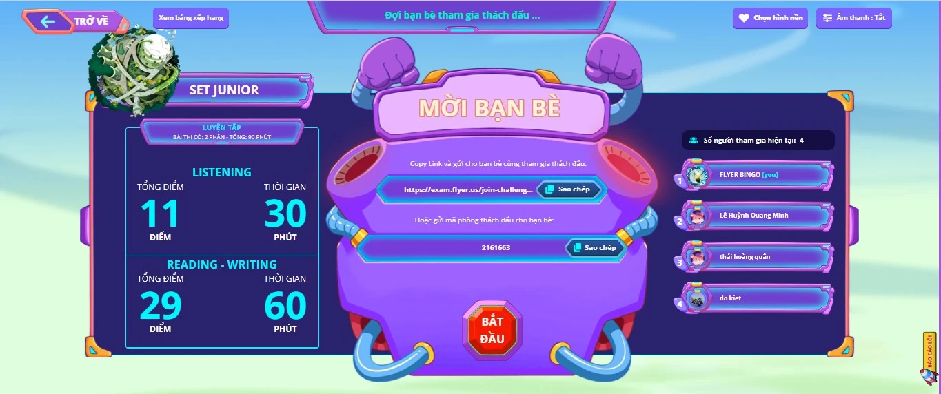 Thách đấu trên Phòng thi ảo FLYER