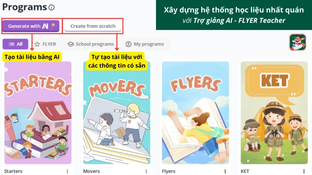 Xây dựng học liệu nhất quán với Trợ giảng AI - FLYER Teacher