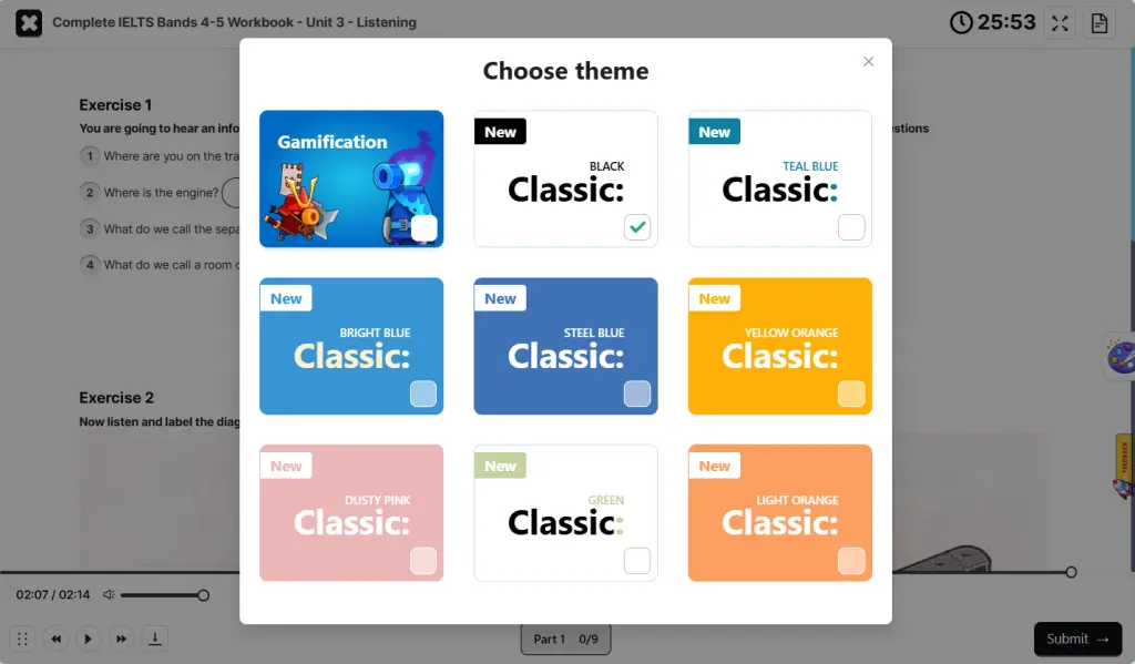 9 giao diện làm bài trên IELTS Guru 