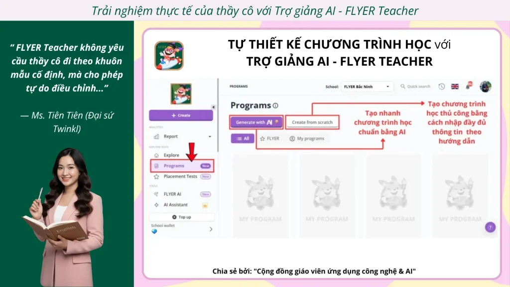 Tự thiết kế chương trình với Trợ giảng AI - FLYER Teacher