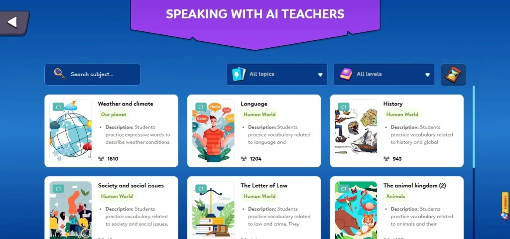 FLYER AI Bingo hỗ trợ luyện IELTS Speaking theo chủ đề