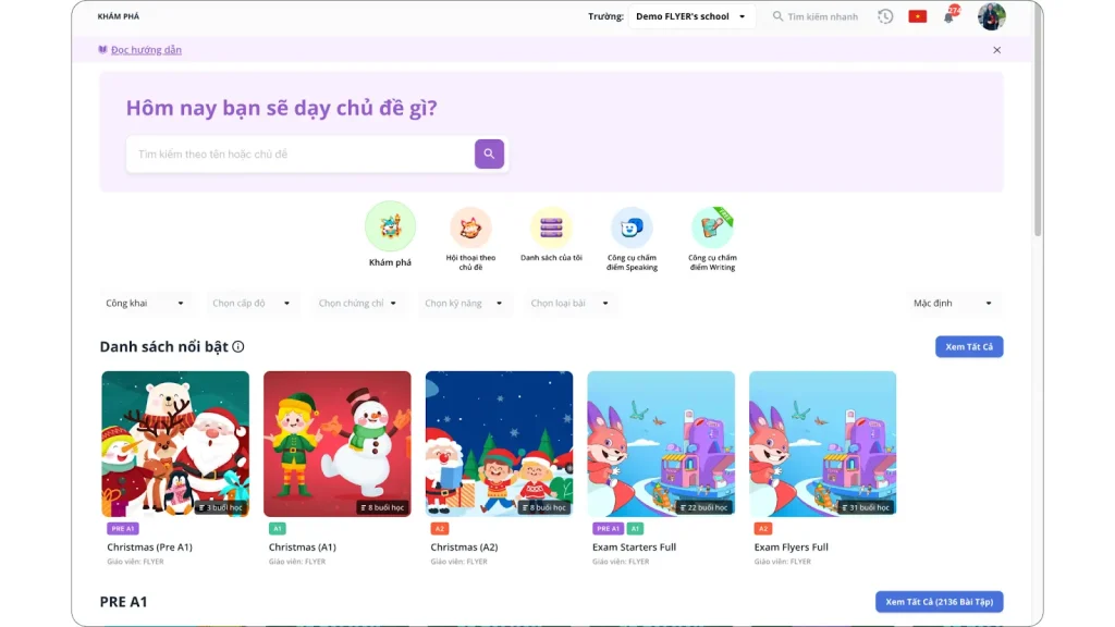 Kho bài tập đa dạng trên FLYER LMS-R