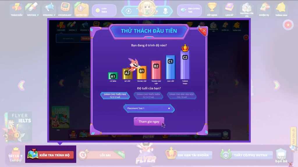 Bài kiểm tra tiếng Anh đầu vào FLYER