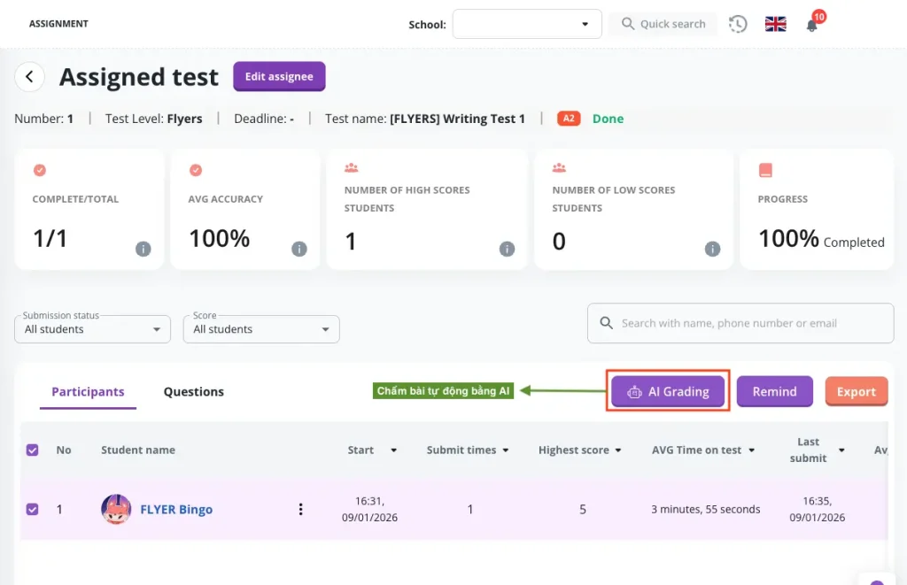 FLYER AI chấm chữa Speaking & Writing