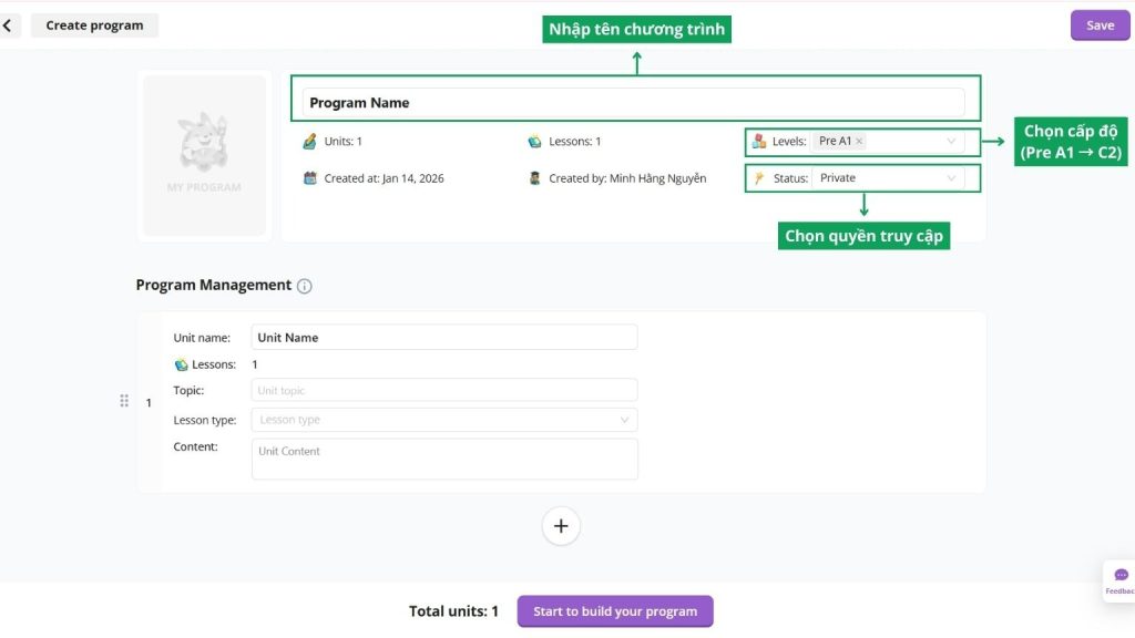 Cách tạo khung chương trình giảng dạy thủ công 1