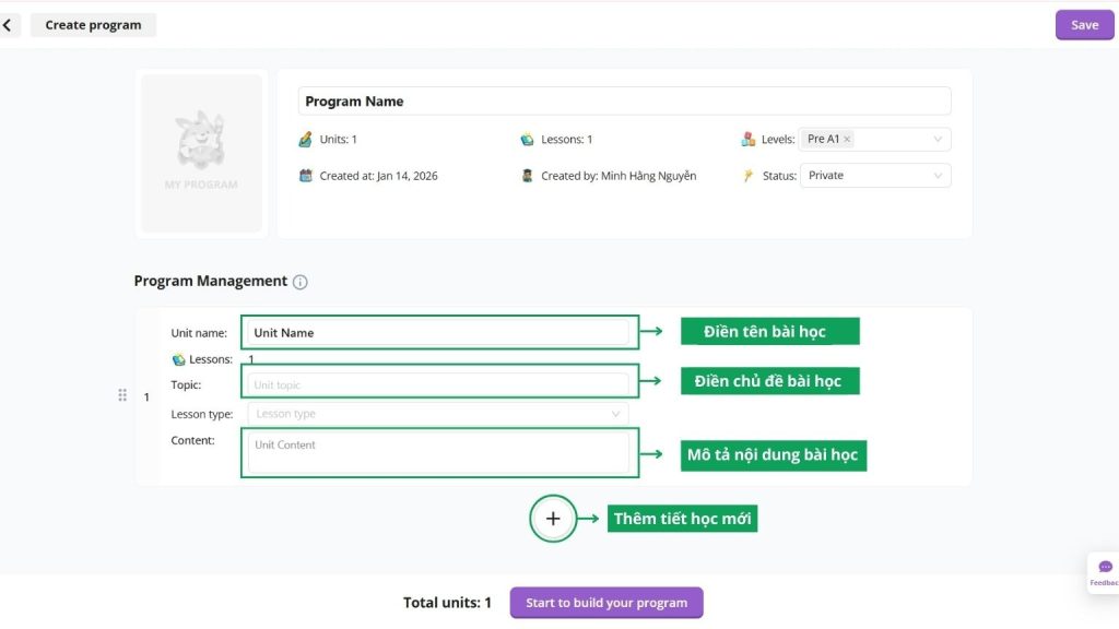 Cách tạo khung chương trình giảng dạy thủ công 2