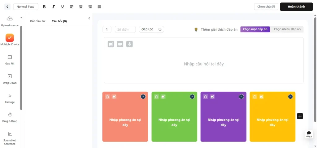 Màn tạo bài thủ công trên FLYER LMS-R