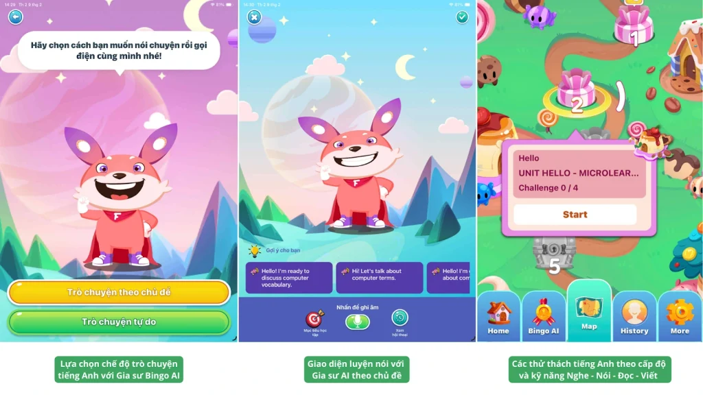 Giao diện app “Bingo AI - Your personal tutor”