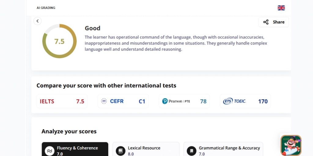 Hệ thống luôn ghi nhận kết quả để học sinh và thầy cô cùng có thể xem lại