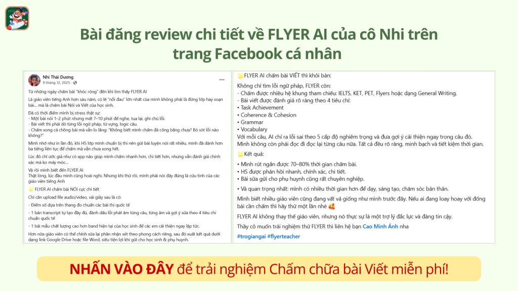 Bài review của cô Nhi về FLYER AI