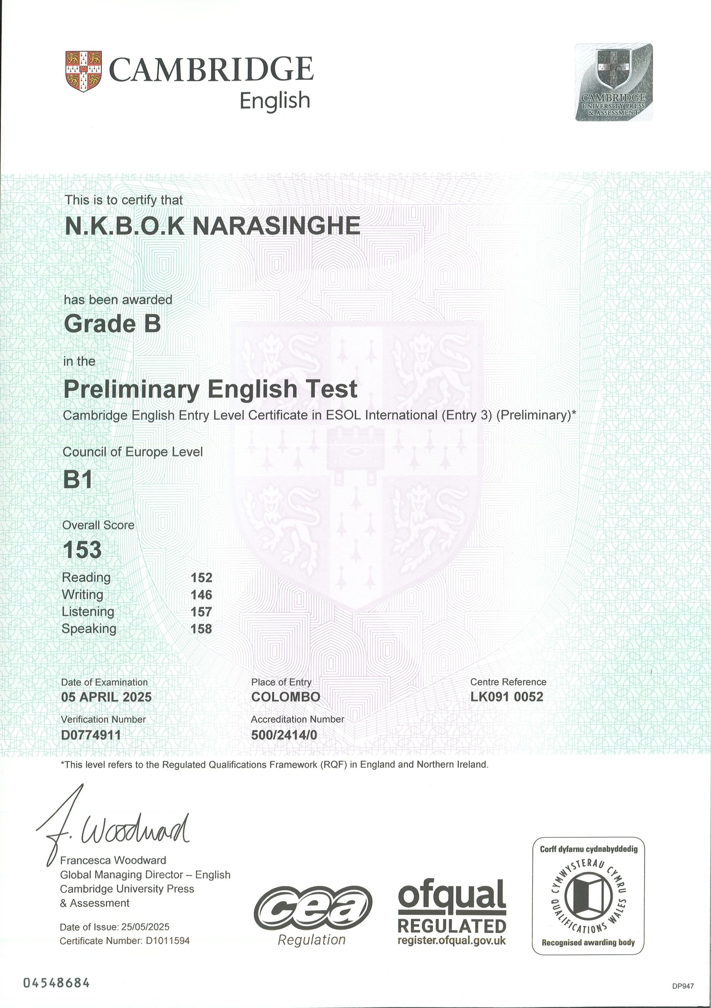 Chứng chỉ PET mẫu