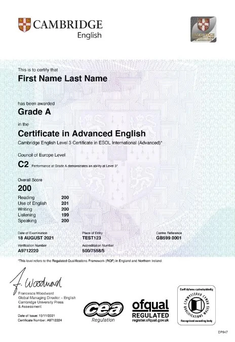 Chứng chỉ CPE mẫu