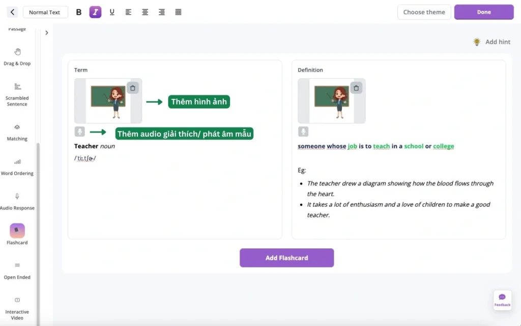 Hướng dẫn tạo Flashcard trên FLYER Teacher