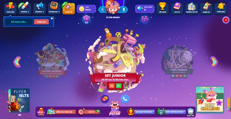 Hành tinh Set Junior chứa đề thi lớp 6