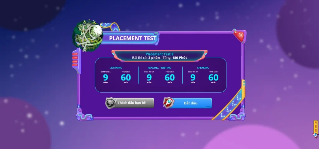 Placement test đủ 4 kỹ năng trên FLYER