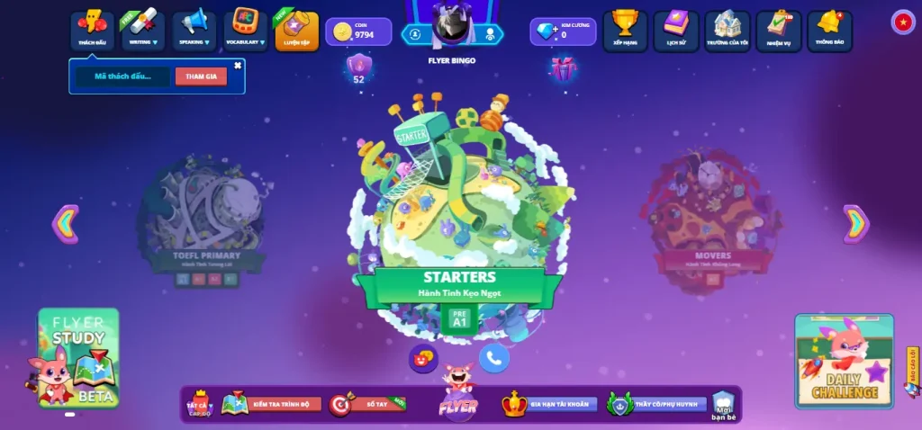 Kho đề Starters trên FLYER 