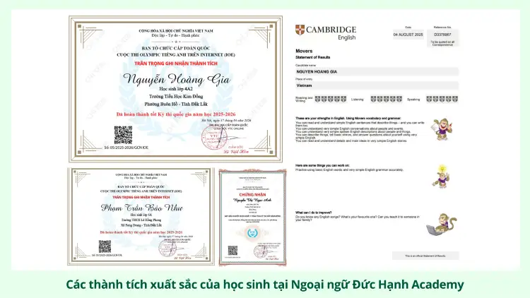 Thành tích nổi bật của học viên tại Ngoại ngữ Đức Hạnh Academy
