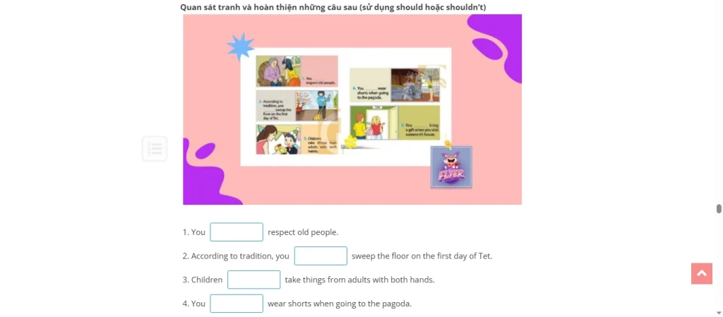 bài tập lớp 8 trên FLYER