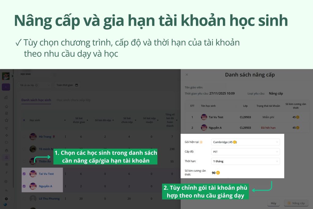 Nâng cấp và gia hạn tài khoản FLYER Pro cho sinh bằng Xu