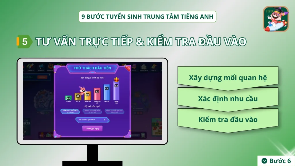 Bước 5 tuyển sinh trung tâm tiếng Anh