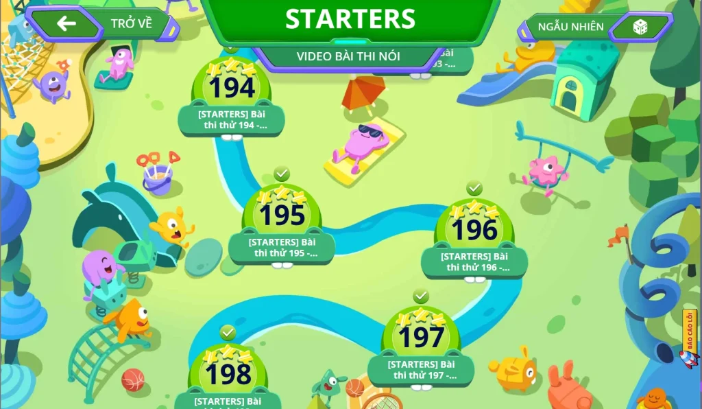 Đảo đề Starters trên Phòng thi ảo FLYER