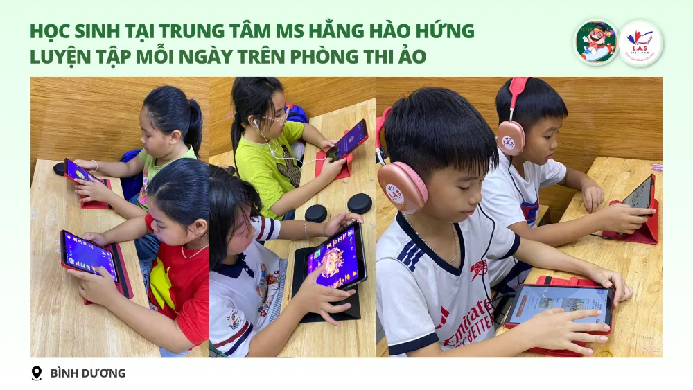 Học sinh tại Trung tâm Ngoại ngữ Hoa Kỳ Ms Hằng luyện tập trên Phòng thi ảo