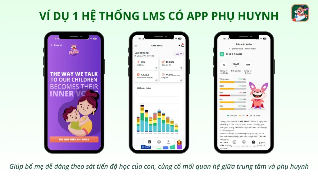 LMS có app phụ huynh 