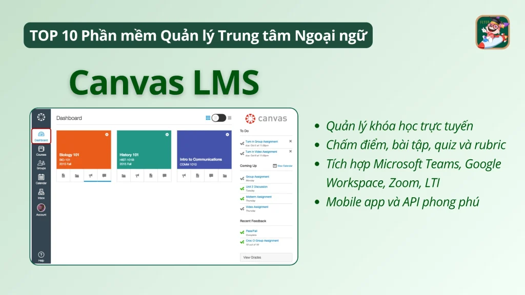 Phần mềm quản lý trung tâm Canvas LMS