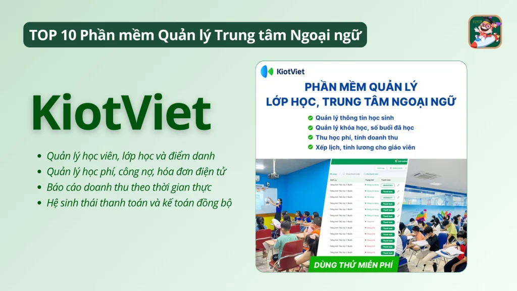 Phần mềm quản lý trung tâm ngoại ngữ KiotViet Giáo dục
