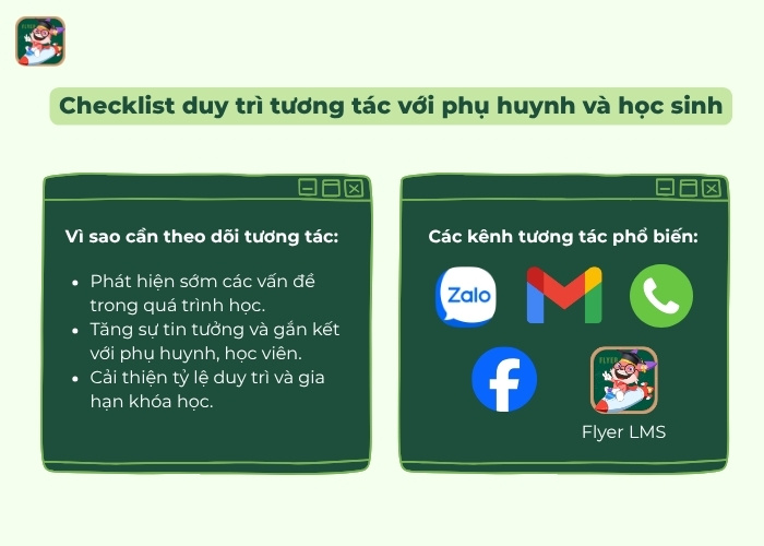 Checklist giúp duy trì tương tác hiệu quả với phụ huynh và học sinh
