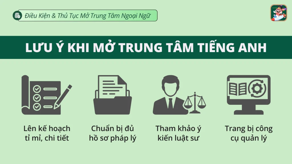 Lưu ý khi mở trung tâm tiếng Anh