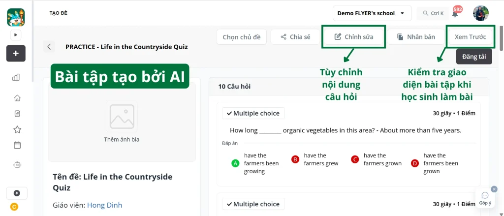 Bước 3 tạo bài bằng AI trên Teado