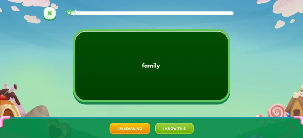 Giao diện flashcard trên FLYER mặt sau