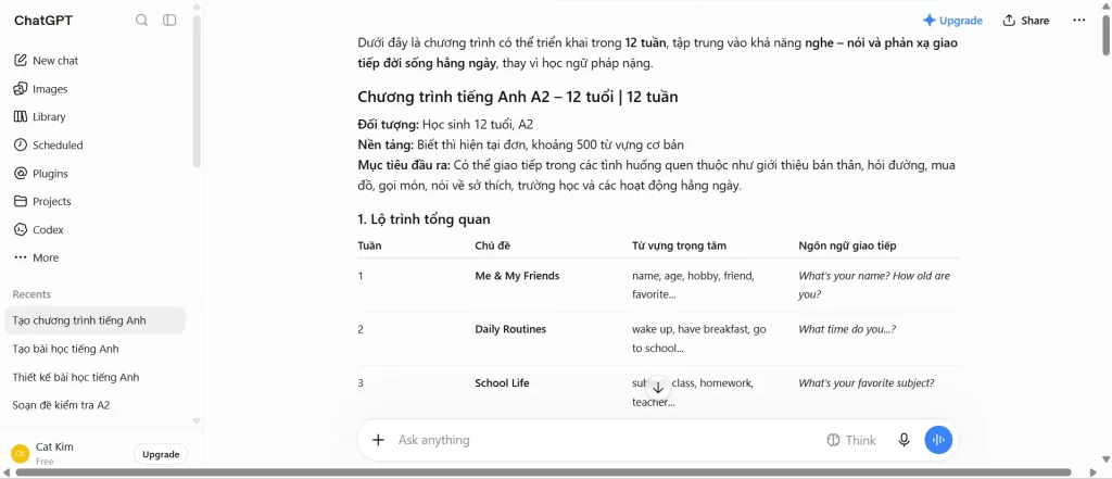 Chương trình cá nhân hóa gợi ý bởi ChatGPT
