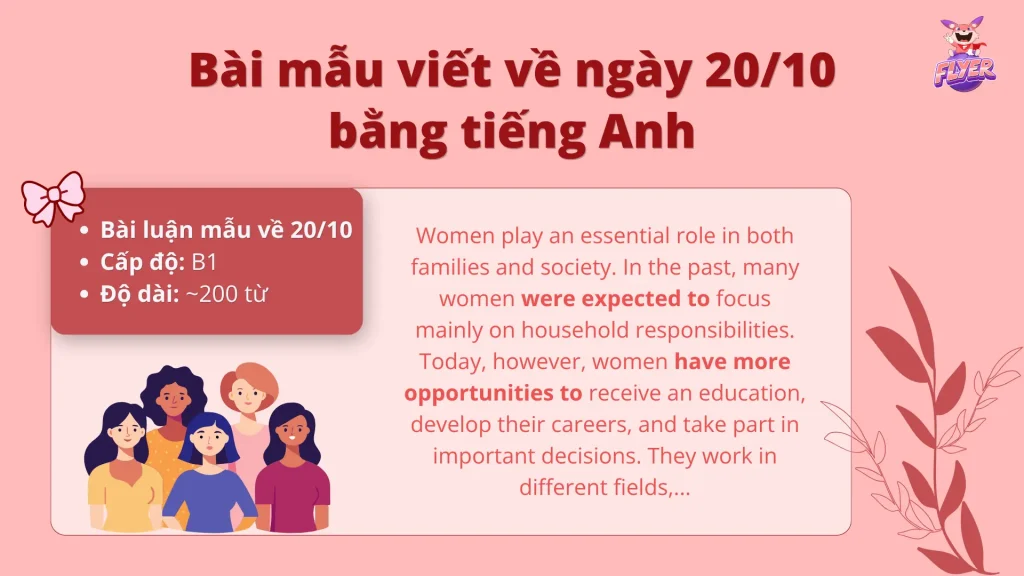 Bài luận tiếng Anh viết về 20/10