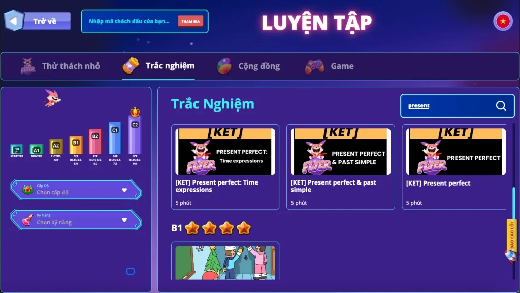 Bài tập ngữ pháp mới cập nhật trên FLYER