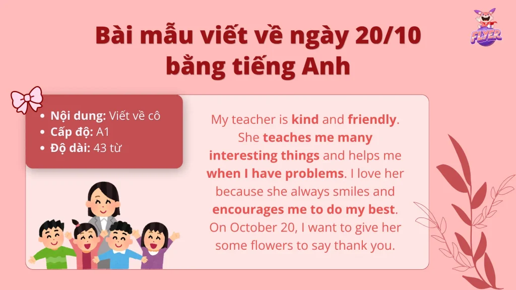 Bài mẫu về cô giáo ngày 20/10