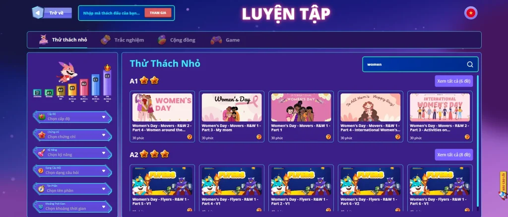 Bài tập từ vựng tiếng Anh chủ đề 20/10 trên FLYER
